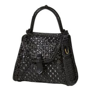 Anthropologie Black Rattan Mini Bag NWOT Cottagecore